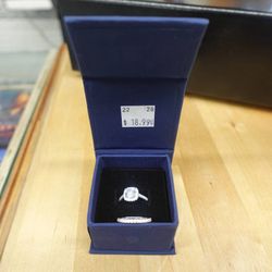 Size 5 SFTING Sterling Silver Halo Wedding Ring Set for Women
