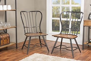 Baxton Studio Longford "Dark-Walnut" Wood and Black Metal Vintage