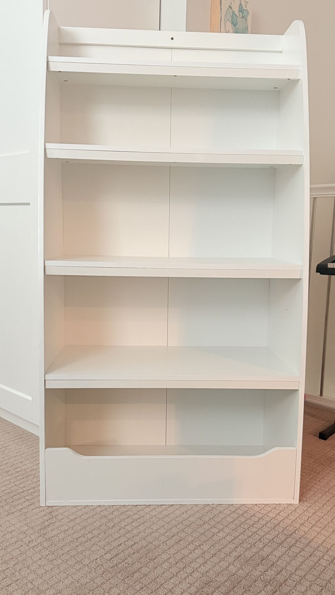 Large White 4 Shelf Bookshelf With Toy Storage
