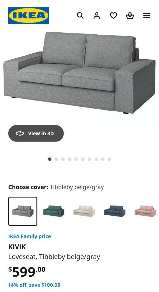 Moving Sale: Kick Loveseat, Storage Ottoman, Brimnes Dresser