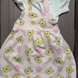 Disney Winnie The Pooh Baby Girls' 2-Piece Dress Jumper Set Outfit - pink 12m