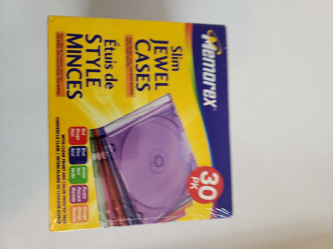 Memorex 30 Pk. Slim Jewel Cases Multi-Colored New in Package