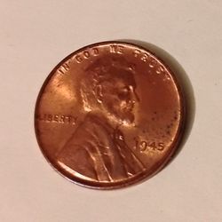 1945 USA America Uncirculated Lincoln Wheat Penny Coin