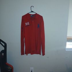 Ralph Lauren Great Britain 3 Long Sleeve Red Polo Shirt XXL