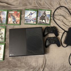 Xbox 1, Two controllers, and assortment of games 