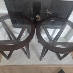 Glass Top Side Table For Sale