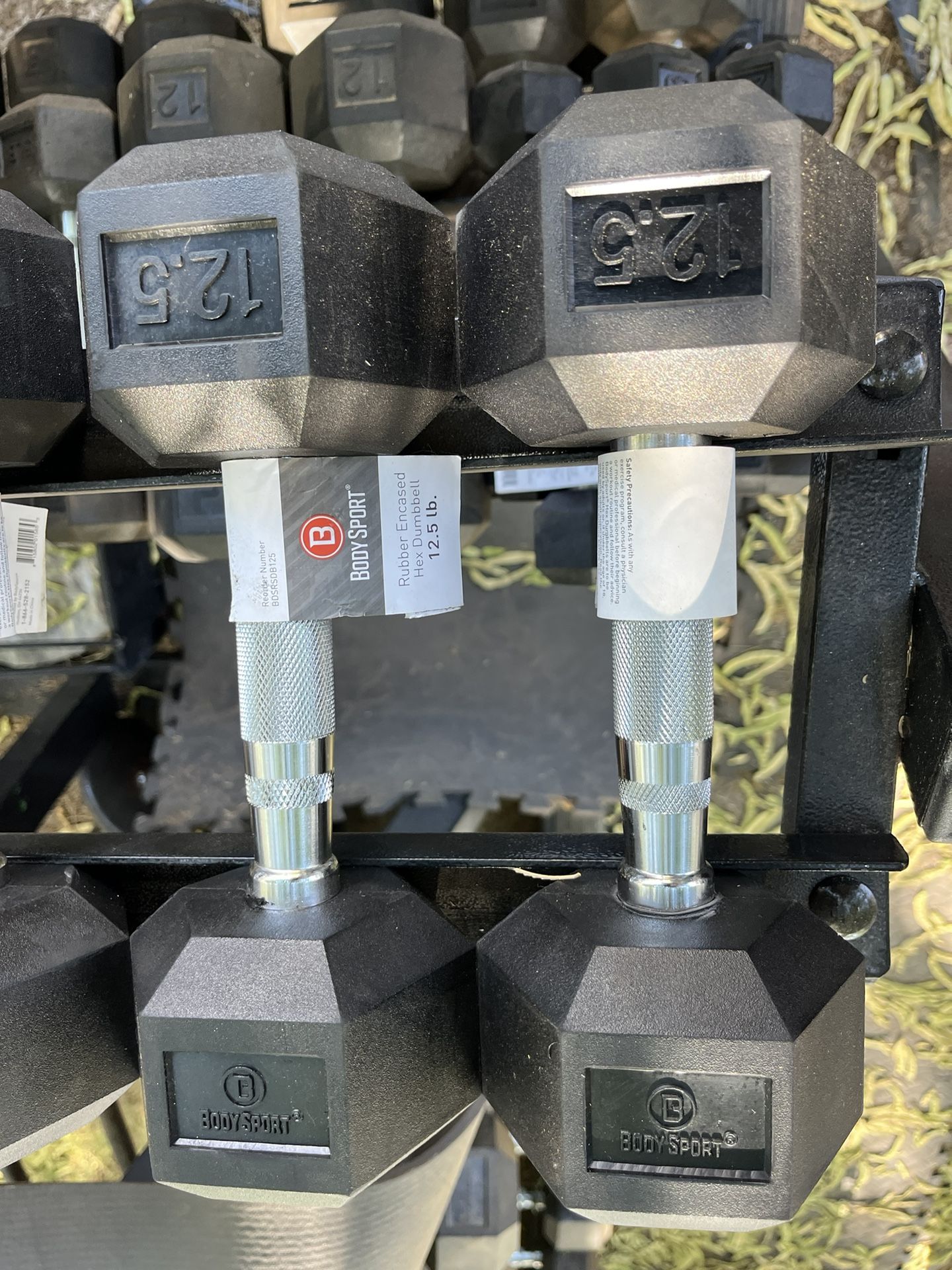 12.5lb Hex Rubber Dumbbell Set Weights