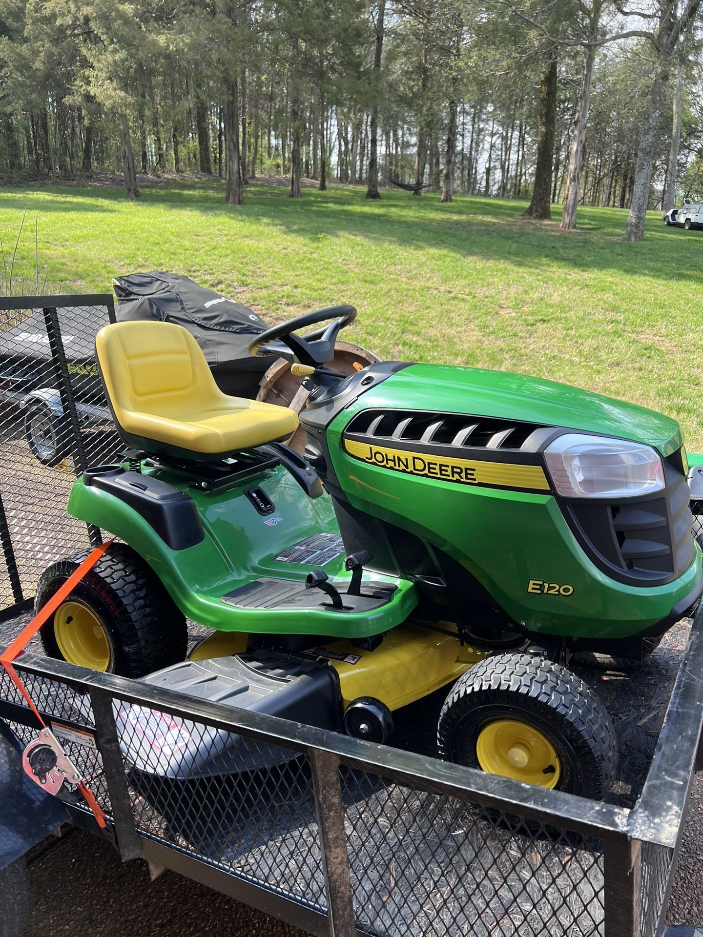 Used - Only 81 Hrs John Deere E120 Lawn Tractor w/accessories