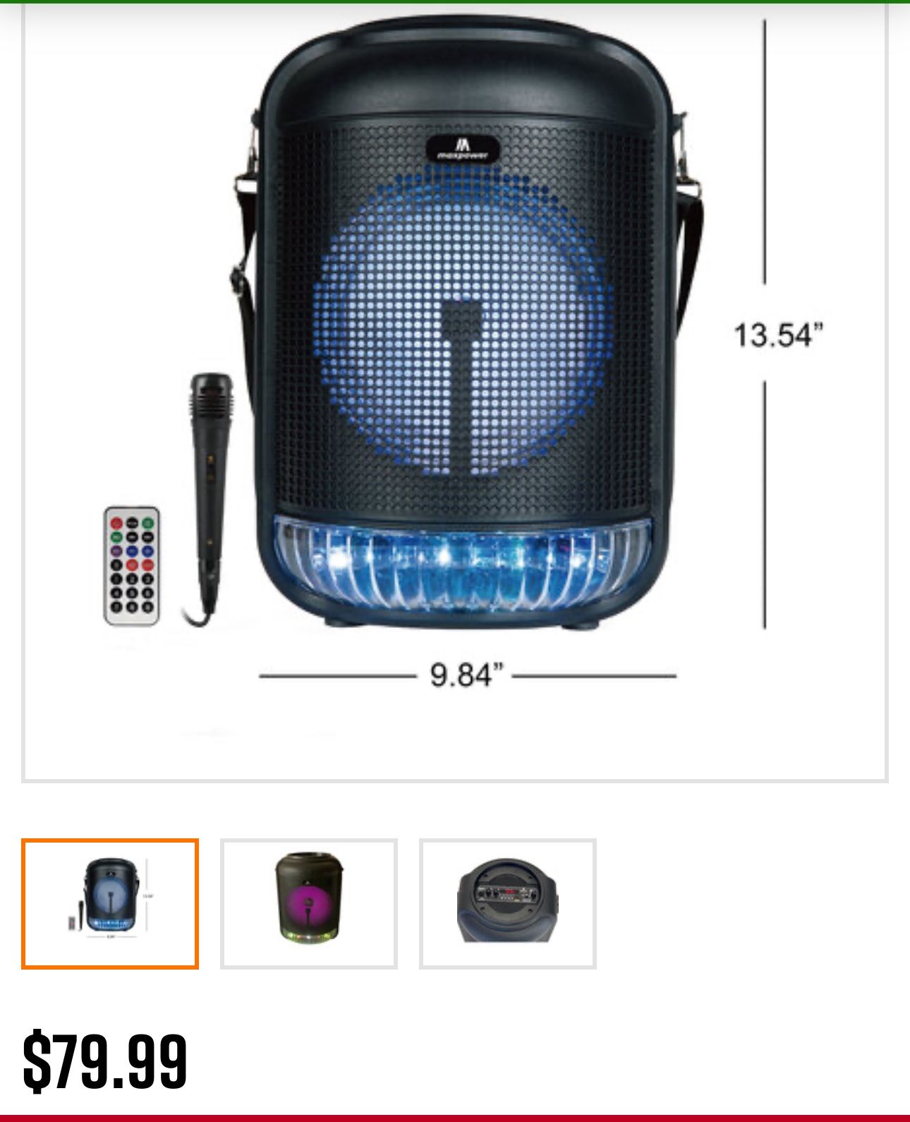 MAX POWER CH8801 PULSE 8 - 8" Woofer Portable Speaker With Mic, Remote & Shoulder Strap