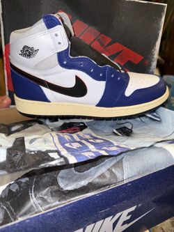 Nike Air Jordan 1 Retro High OG (GS) White/Blue/Black 7Y FD1437-100