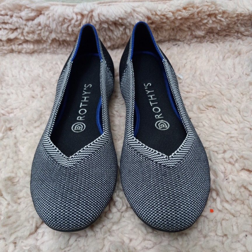 Rothys Birdseye Gray Ballet Flats Sz Round Toe Retired Shoes