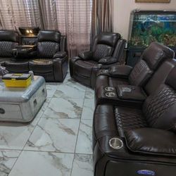 New 3 Piece Luxury Power Recliner Couch Set / Free Delivery 