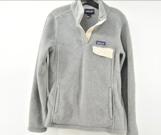 Patagonia Women's Gray 1/4 Button Synchilla Snap T Pullover Fleece Size M