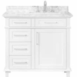 Home Decorators Collection Sonoma 36 in. W x 22 in. D x 34 in. H Bath Vanity in White with White Carrara Marble Top