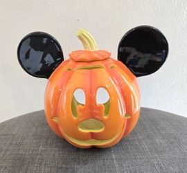 Disney Mickey Mouse Halloween Pumpkin Votive Candle Holder Jack O Lantern Collectible