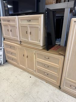Light Wood Dresser and Cabinet Set