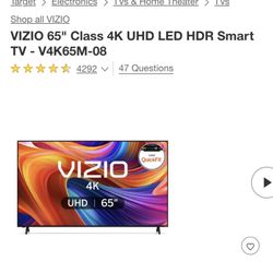 VIZIO 65" Class 4K UHD LED HDR Smart TV - V4K65M-08