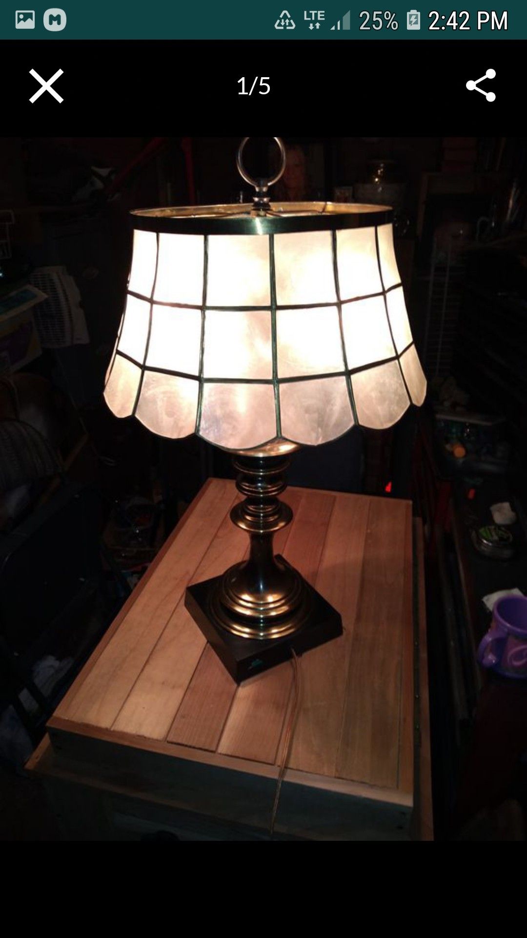 ANTIQUE arts and crafts Table lamp with mica shade