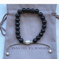 David Yurman Women's Spiritual Beads Bracelet Black Onyx Shinny Adjustab…