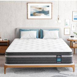 Twin Mattress, 10 Inch Hybrid Mattress Twin with Gel Mermory Foam, Pocket Spring Mattresses in a Box, Pressure Relief & Isolated Motion, 75"*39"*10"