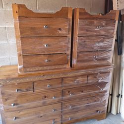 Solid Wood Dresser Set - 3 Piece - Bedroom Storage - Rustic