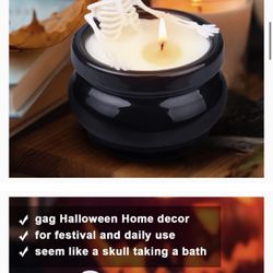 Halloween Decorations Indoor Home Decor, Gothic Vintage Skeleton Candles for Farmhouse Room Table Fall, Funny House Decorative White Elephant Presents