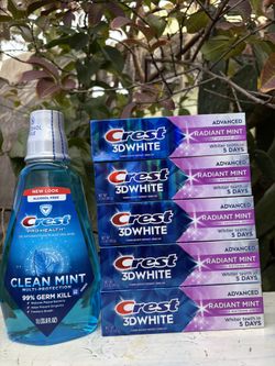 Crest 3D White toothpaste,mouthwash 