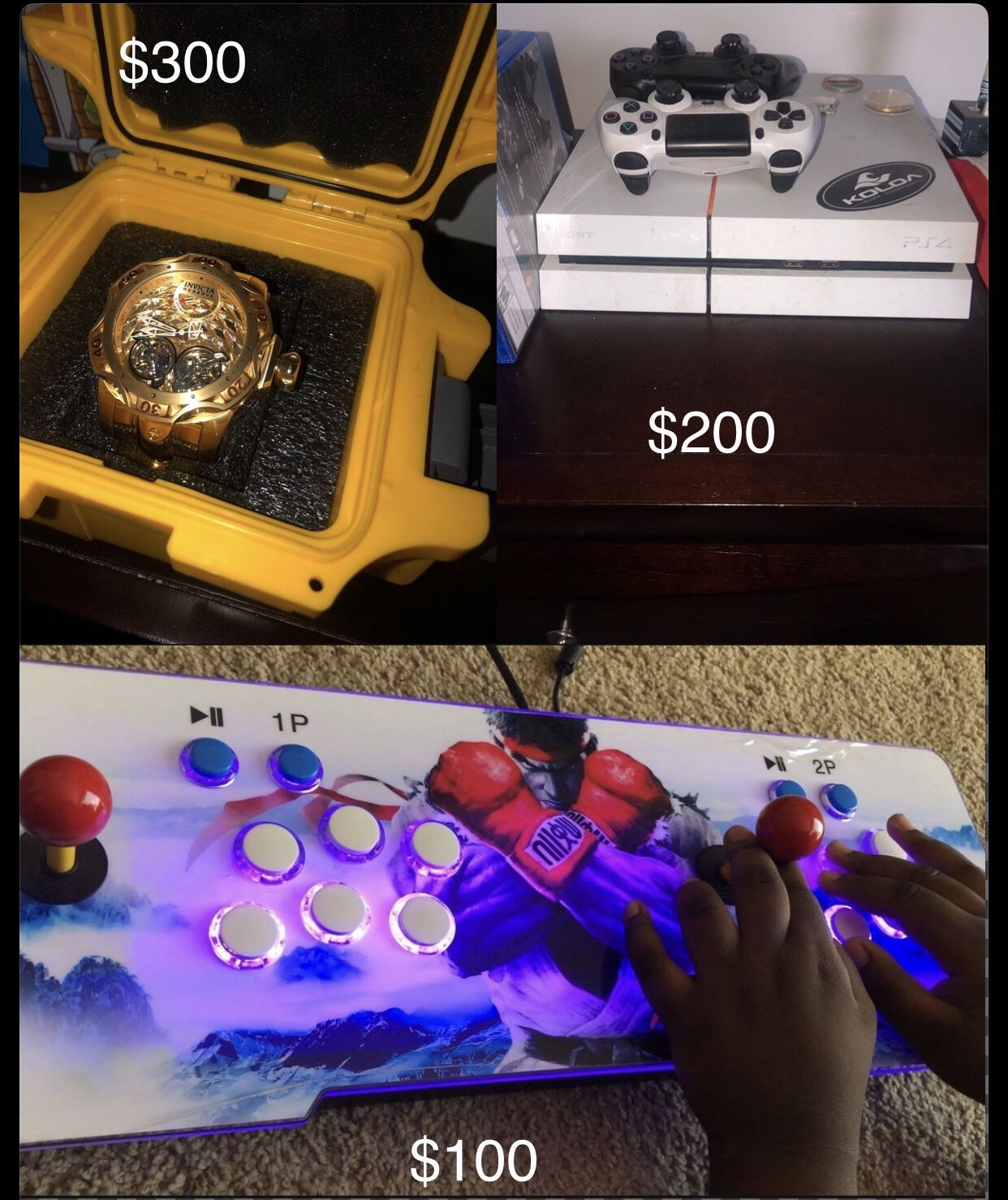 PS4, Pandora arcade system w/ 1,000 + Games (Watch is Sold)