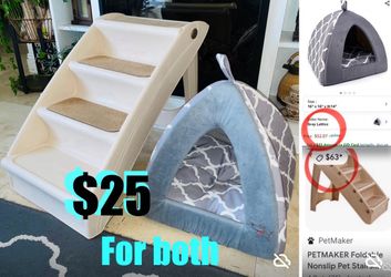 $25 Bundle of Foldable Pet 4 steps stairs & Brand New pet Bed with Tag