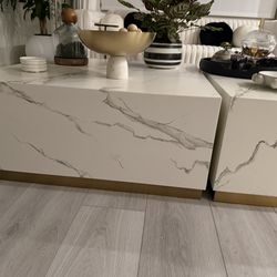 2 Darcy Faux Marble Coffee Table with Casters