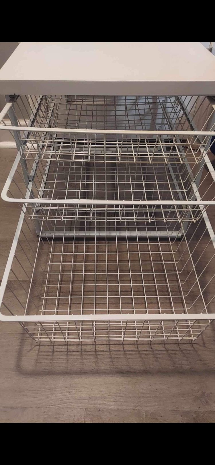 Three Metal White Drawers Used Good