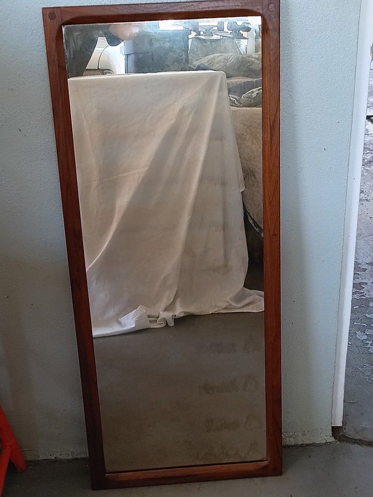 Danish Mid Century Modern Mirror 17.25x41.25