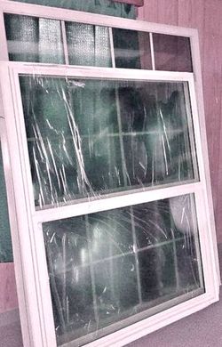 White Wood Frame Window with Glass Panes