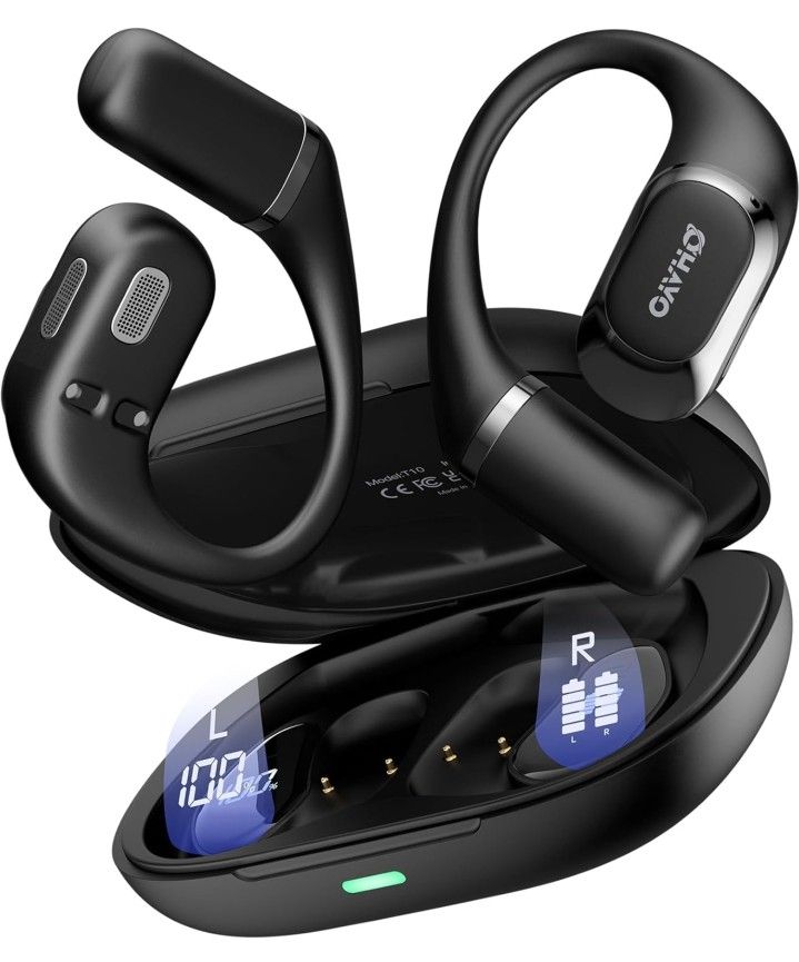 Over Ear Earbuds with Ergonomic Earhook,Bluetooth Headphones 5.4 with Smart Digital Display