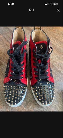 Red bottoms Christian Louboutin Lou SpikesHigh Sneakers 41 man size 8 woman size 11