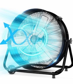 24 Inch Drum Fan High-Velocity Floor Fan 3 Speed, Industrial Metal for Warehouse, Garage,Garden