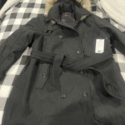 Alpine Swiss Womens Parka Trench Pea Coat Belt Jacket Fur Hood Reg & Plus Sizes 2XL