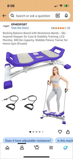 Rocking Balance Board Stepper w/ Resistance Bands & LCD Monitor