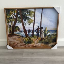 Threshold 30"x 24" Village Waterfront by Boscoe Holder Framed Canvas board