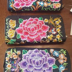 Rose Embroidered Wallets