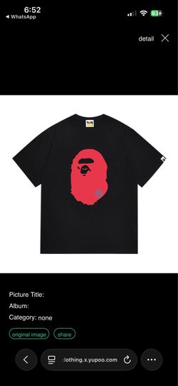 size L bape shirt red
