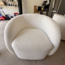 Set Of 2 swivel White Teddy Chairs- Retailed  $500 Each