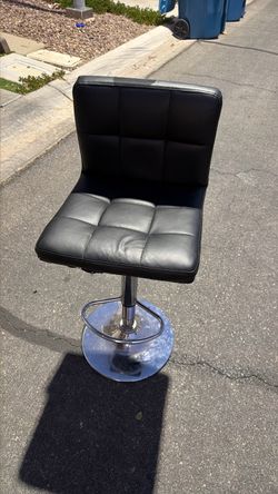 Black Faux Leather Adjustable Bar Stool