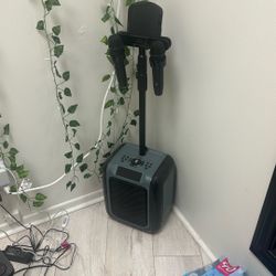 Karaoke Machine With Tablet Holder And Two Mics 