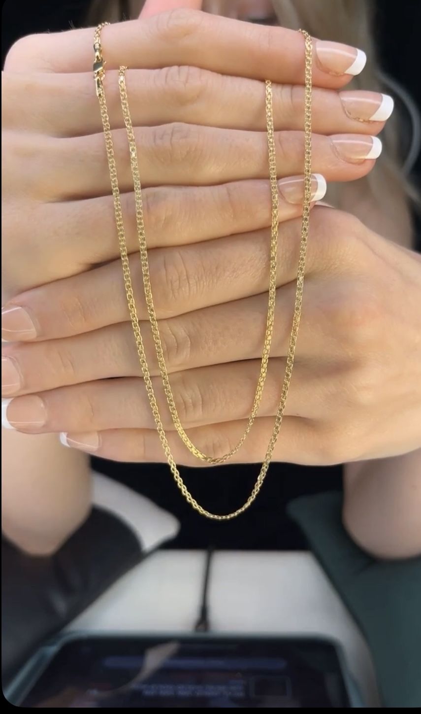 24in 2mm 10k Real Italian Gold Bizmark Chain Necklace Lobster Clasp