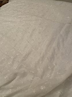 44x57 -cute and stylish white clothed shower curtain (you will need a plastic curtain)