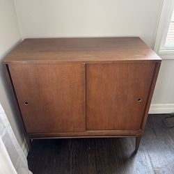 Mid century modern solid wood sliding doors cabinet