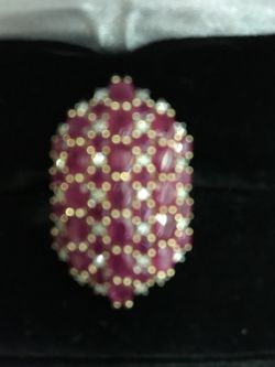 10 Kt gold 5.32 ctw Ruby and .16 ctw Diamond Accent Ring size 6 Length/withs 1/16 inches