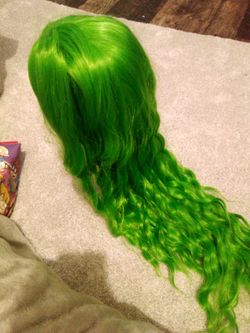 Long Green Wavy Synthetic Hair #42