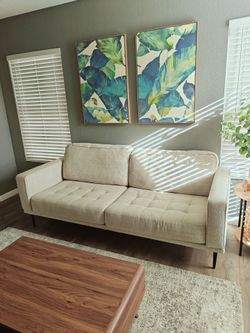 Ashley Caladeron Mid-Century Chenille Sofa & Loveseat